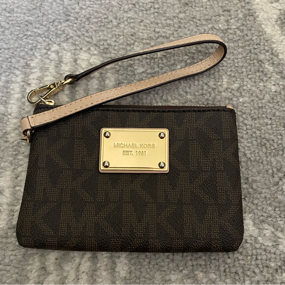 Michael Kors Saffiano Leather MK Logo Clutch Wristlet